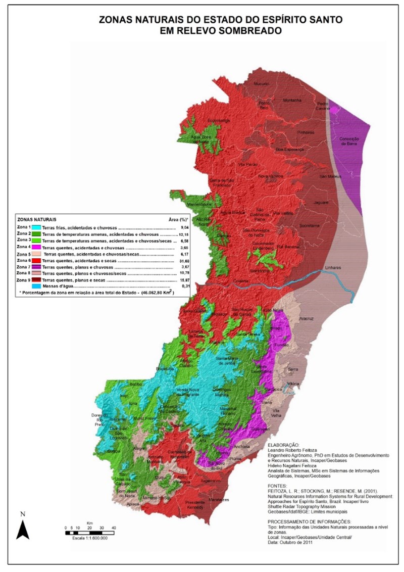 Incaper - Zonas Naturais do Estado do Espírito Santo em sombreamento de ...