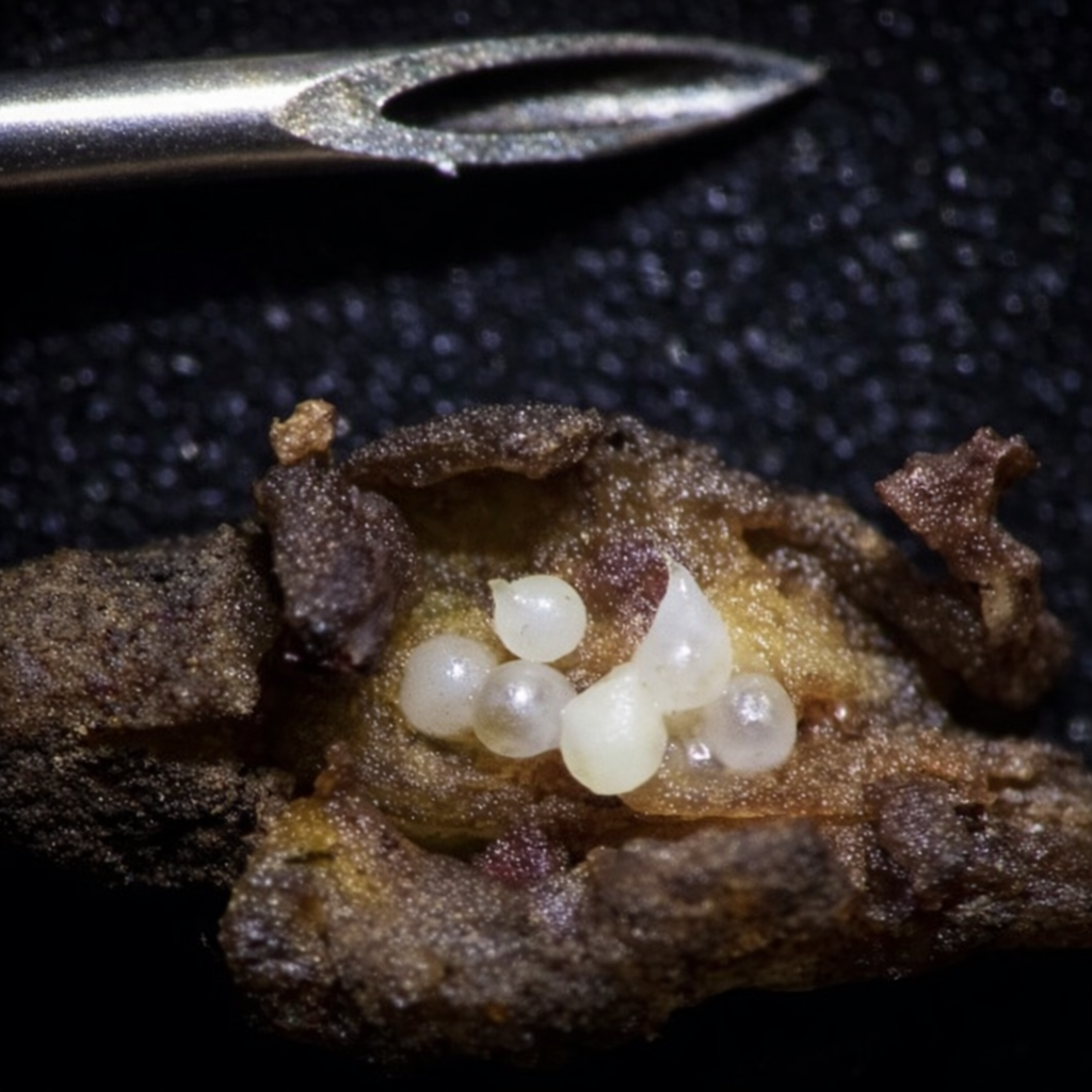 Raiz de pimenteira do reino infectada por nematoide das galhas (Meloidogyne incognita) | Crédito: Inorbert Melo